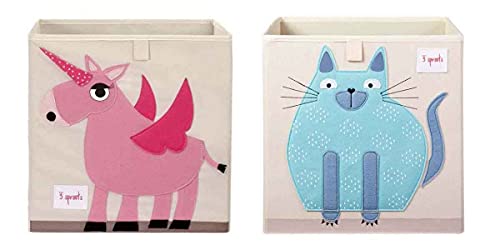 3 Sprouts Cube Storage - Cat and Unicorn