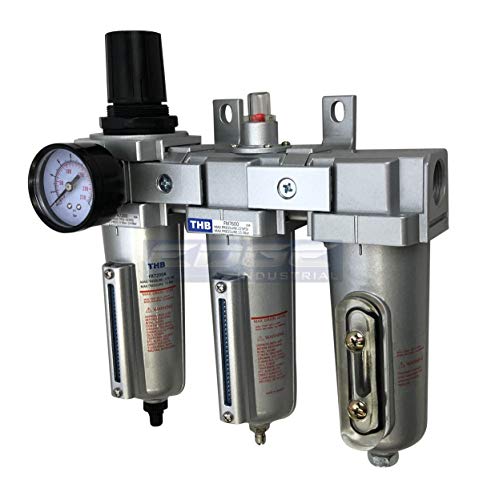 3 Stage, Heavy Duty Industrial Grade Filter Regulator Coalescing Desiccant Dryer System for Compressed Air Lines (1/2" NPT, Auto Drain)