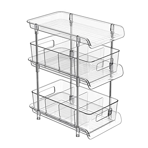 Ruboxa Clear Drawer Organizer, [25 PCS] Plastic Organizers for Home  Organization and Storage, Including 4 Sizes Small Bins, Non-Slip Pads, for