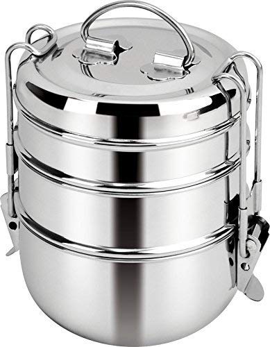 3 Tier / Container Airtight Leak Proof Stainless Steel Indian Tiffin Lunch Box, School Office Use