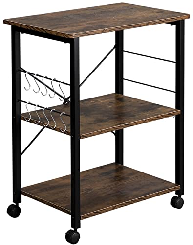 3 Tier Rolling Microwave Oven Cart with Storage Shelves
