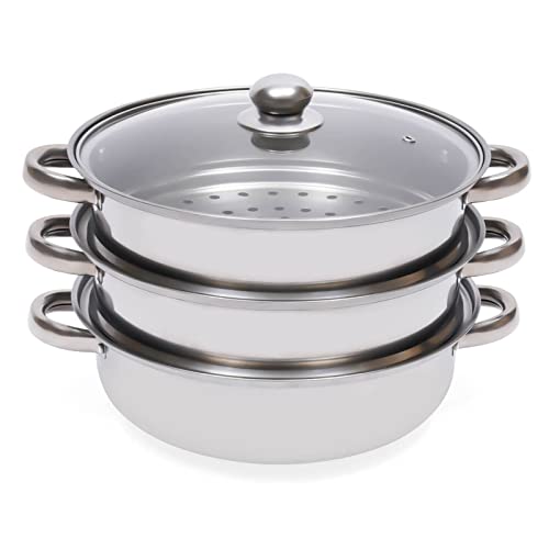 CONCORD 10 Stainless Steel 3 Tier Steamer Steaming Pot Cookware 24 CM  (Induction Compatible)