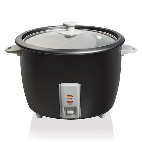 30 Cup Programmable Rice Cooker with Steaming Basket, Black