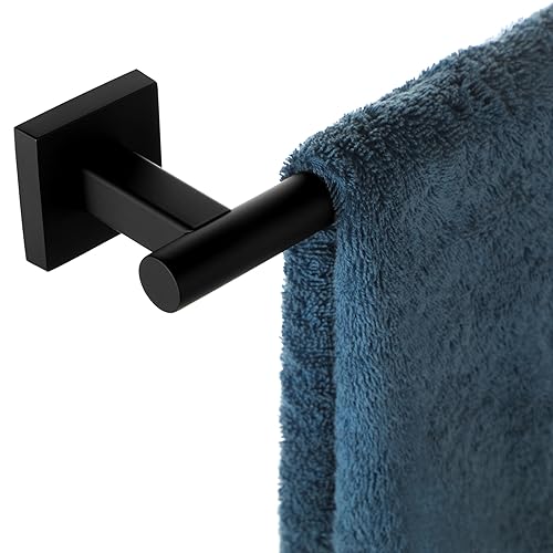 30 inch Matte Black Single Towel Bar Rack, Heavy Duty Stainless Steel Towel Holder-Square Base, Wall Mounted Towel Rod for Bathroom