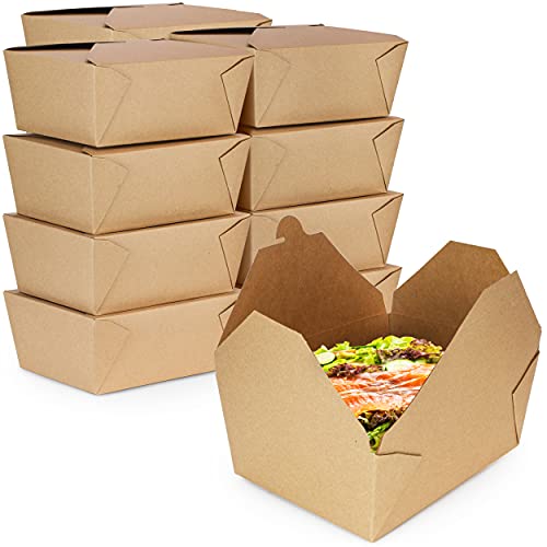 [30 Pack] 110 oz Paper Take Out Containers - Eco-Friendly Food Storage