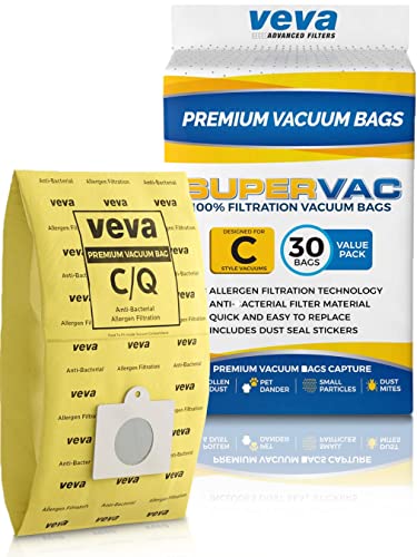 30 Pack VEVA Premium SuperVac Vacuum Bags Type C compatible with Kenmore Sears canister vacuum cleaners