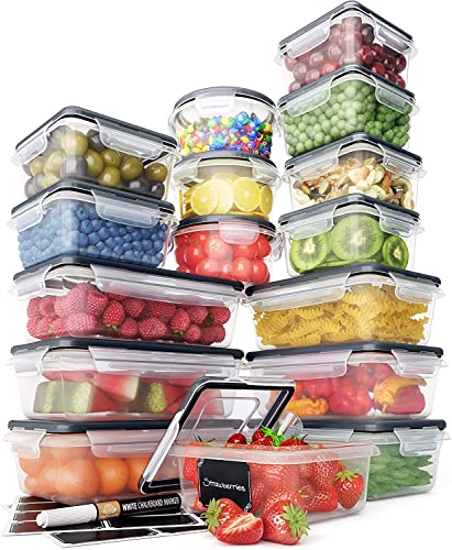 32 Piece Food Storage Containers Set with Snap Lids and Airtight Containers