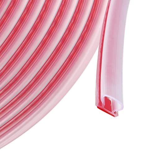 33 Feet Rubber Weather Stripping Door Seal Strip, Self-Adhesive Backing D-Shape Door Weather Stripping for Door Frame Insulation, Easy Cut to Size(Transparent)