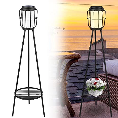Eyrosa Solar Floor Lamp with Plant Stand for Outdoor Garden Decor