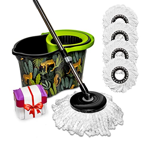 360° Rotatable Mop and Bucket with Wringer Set