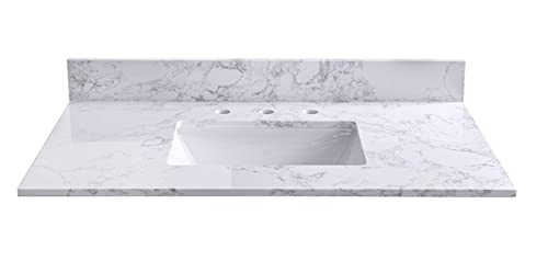 Montary Carrara White Marble Vanity Top with Undermount Sink