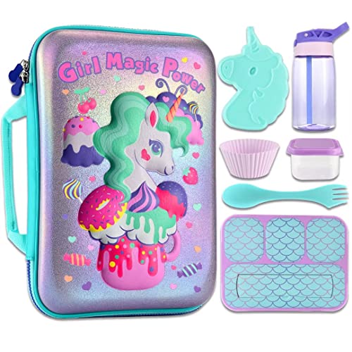 3D Unicorn Lunch Bag for Kids with Containers
