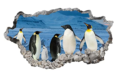 3D Wall Hole View Penguins Wall Decal