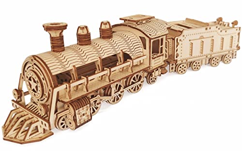 3D Wooden Puzzle - DIY Mechanical Steam Train Model Kit