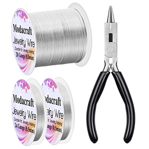 3Rolls 20/24 Gauge Silver Wire with 4 in 1 Jewelry Pliers