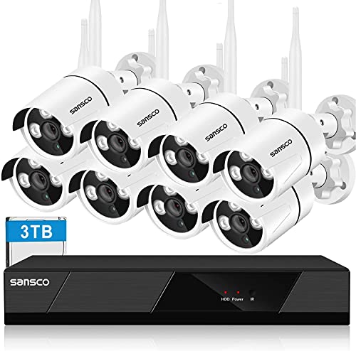 [3TB WiFi Kit] SANSCO Wireless CCTV Security Camera System with 3TB HDD