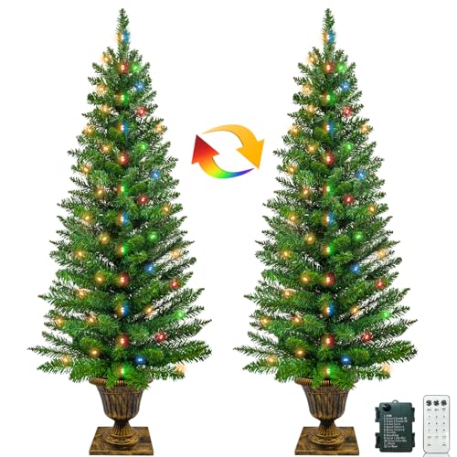 4 Ft 2 Pack Potted Artificial Christmas Tree