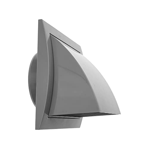 4'' Inch Exhaust Hood Vent with Rain Cover and Flap, Grey