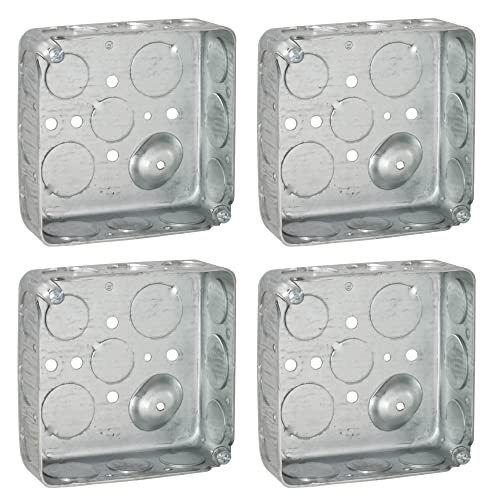 (4 Pack) 4'' Square Electrical Box with Versatile Knockouts
