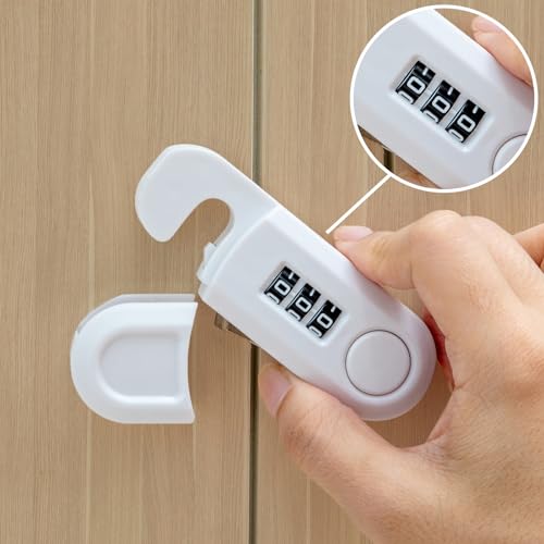 FIGEPO Child Proof Cabinet Locks with Password Code Combo (4PCS, White)