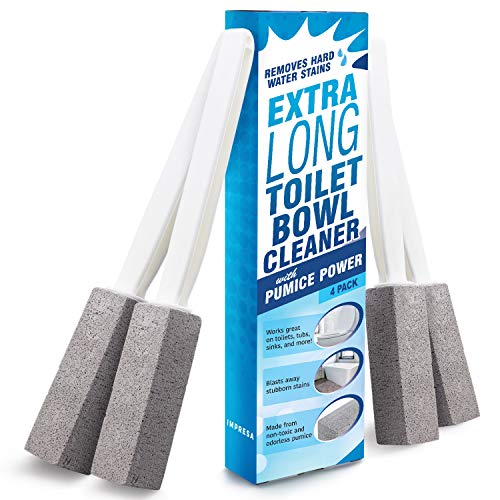 [4 Pack] Extra Long Pumice Stone Toilet Bowl Cleaner