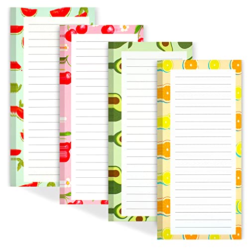 Joyberg Magnetic Fridge Notepads with Fruit Design, 4 Pack, 50 Sheets Per Pad