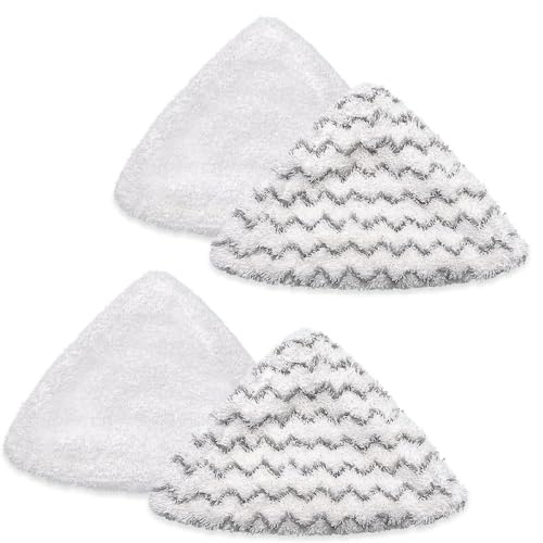 4-Pack Replacement Steam Mop Pads, Compatible with Bissel Bissell PowerEdge and PowerForce Lift-Off Steam Mop 2078, 2165, 20781 Washable Reusable Replacement Mop Pads (2 Soft + 2 Scrubby)