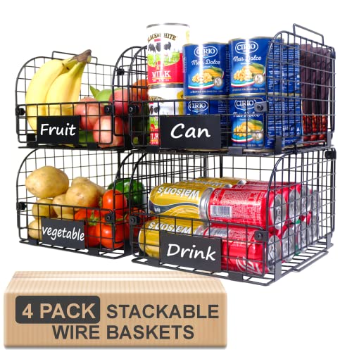 4 Pack Wire Baskets for Organizing