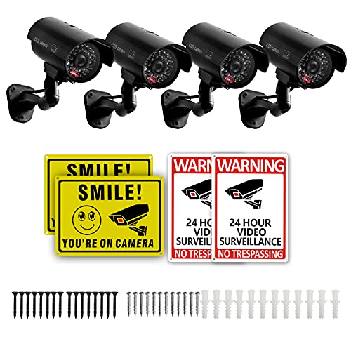 8-Pack Dummy Security Cameras with LED Red Flashing Light