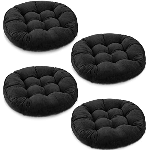 4 Pcs Round Floor Pillows Cushions 22 x 22 Inch Meditation Floor Pillow Large Floor Pillow for Kids and Adults Meditation Cushion Large Pillows for Floor Seating Yoga Living Room Office(Black)