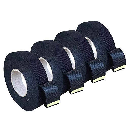 4 Rolls Wire Loom Harness Tape, Wiring Harness Cloth Tape, Black Adhesive Fabric Tape