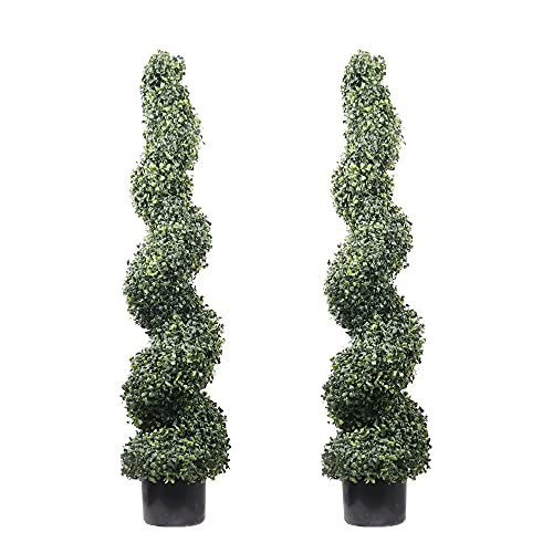 4' Spiral Boxwood Artificial Topiary Trees Indoor or Outdoor