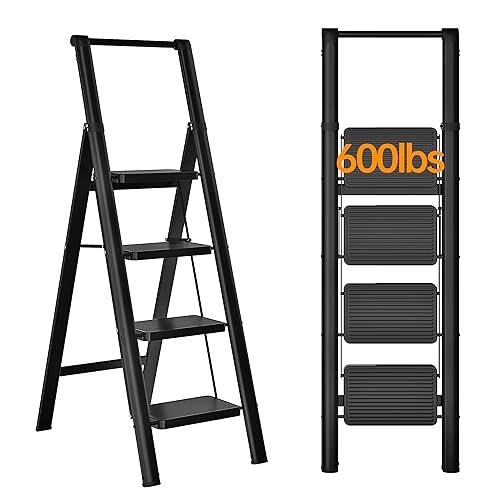 4 Step Folding Ladder with Anti-Slip Pedal