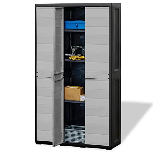 4-Tier Garden Storage Cabinet with Lockable Doors