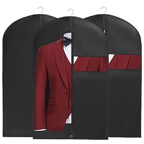 40‘’Garment Bags for Storage Hanging Clothes (Black, 40 × 24 Inch)