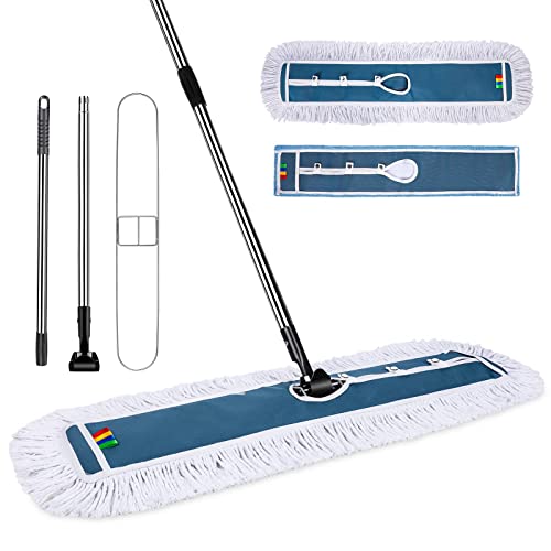 Industrial Commercial 42 Inch Dust Mop with 2 Pads - Stainless Steel Handle
