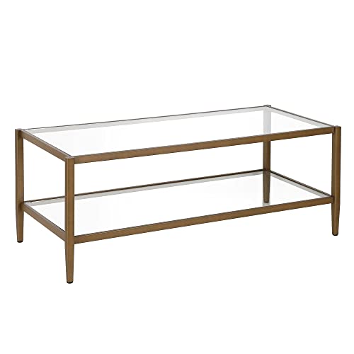 45" Wide Coffee Table with Glass Shelf