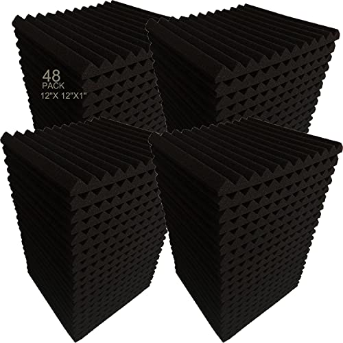 HPKL9999 48 Pack Black Acoustic Panels for Studio Soundproofing