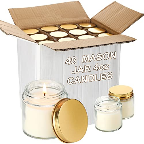 Jutom 48 Pack Lavender Scented Mini Mason Jar Candles