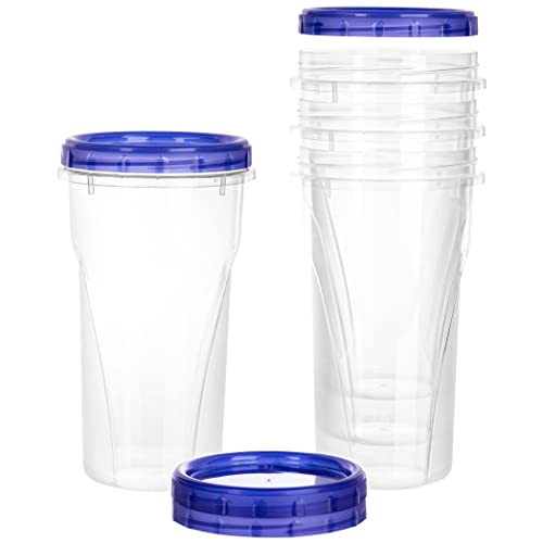 48oz Twist Top Deli Containers with Blue Lids