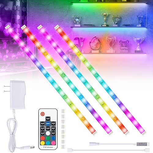  HitLights LED Strip Lights, 4 Pre-Cut Waterproof RGB Small LED  Light Strip Kit Dimmable Color Changing SMD 5050 LED Tape Light with RF  Remote, UL-Listed Power Supply and Connectors for TV