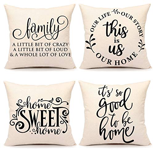 Family Saying Farmhouse Pillow Covers - Set of 4