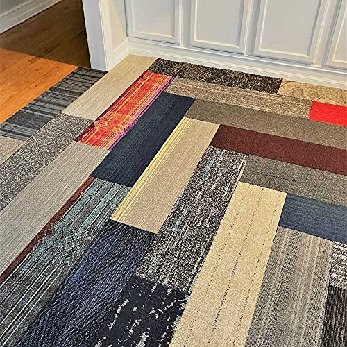 4URFloor 9 inch x 36 inch Assorted Carpet Tile Peel and Stick 16 Planks- 36sqft