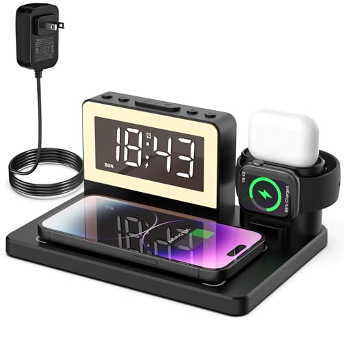 5-in-1 Wireless Charging Station with Alarm Clock and Night Light