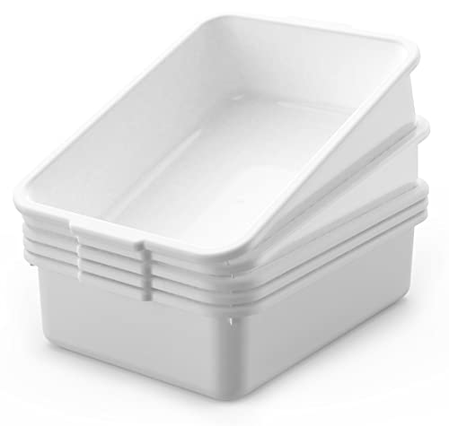 5-Pack Commercial Bus Tubs Box/Tote Box, White Plastic Storage Bin with Handles/Wash Basin Tub (8 Liter)
