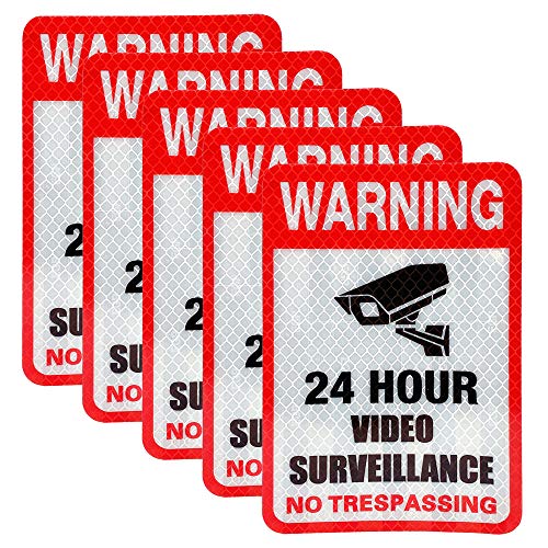 5 Pack Reflective Surveillance Stickers, UV Protected & Waterproof