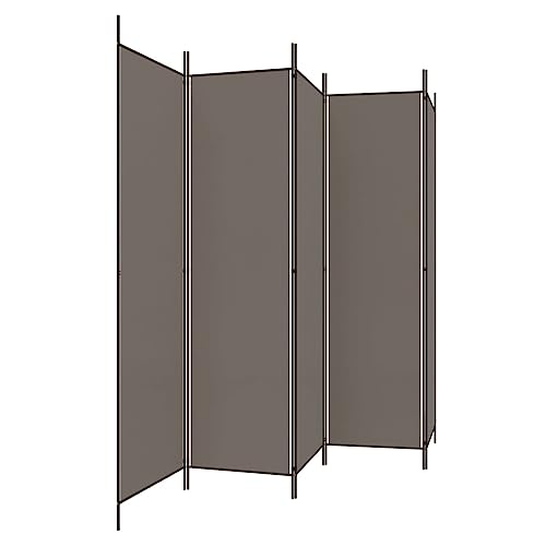 5-Panel Room Divider | Decorative Folding Room Screen Divider | Freestanding Partition Wall | Foldable Privacy Screen Divider | Anthracite Fabric with Iron Frame 98.4" x 78.7" by FurturHome
