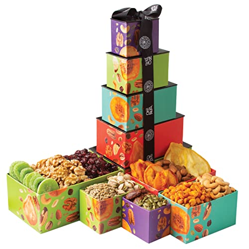 5 Tier Dried Fruits & Nuts Tower Gift Basket - Oh! Nuts