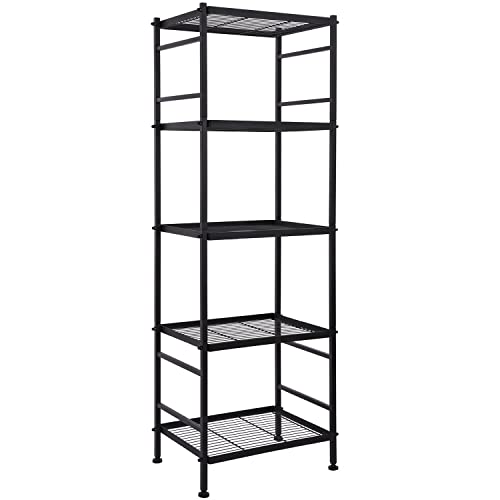 5-Wire Shelving Metal Storage Rack Shelves, Standing Storage Shelf Units for Laundry Bathroom Kitchen Pantry Closet(Black)
