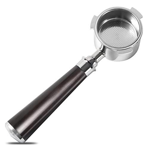 51mm Bottomless Portafilter 3 Ears, Stainless Steel Espresso Portafilter Compatible with Delonghi EC0680,EC0685,EUPA,SMEG Espresso Machine, 51mm Portafilter with Black Rosewood Handle,Filter Basket